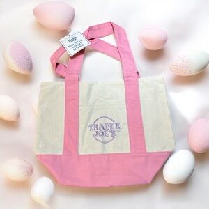 Trader Joe’s Mini NWT canvas pastel pink tote bag